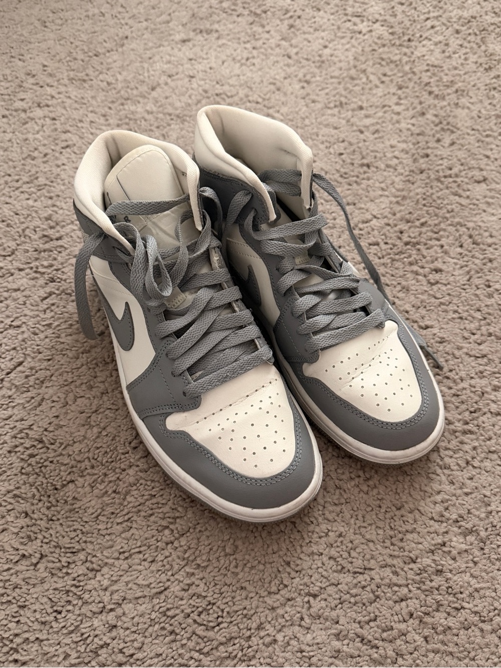Air Jordan High-Top Sneakers in White and Gray